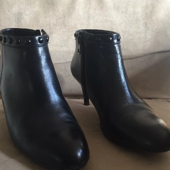 Coach Shoes - COACH Ankle Bootie Black Leather Black Stud